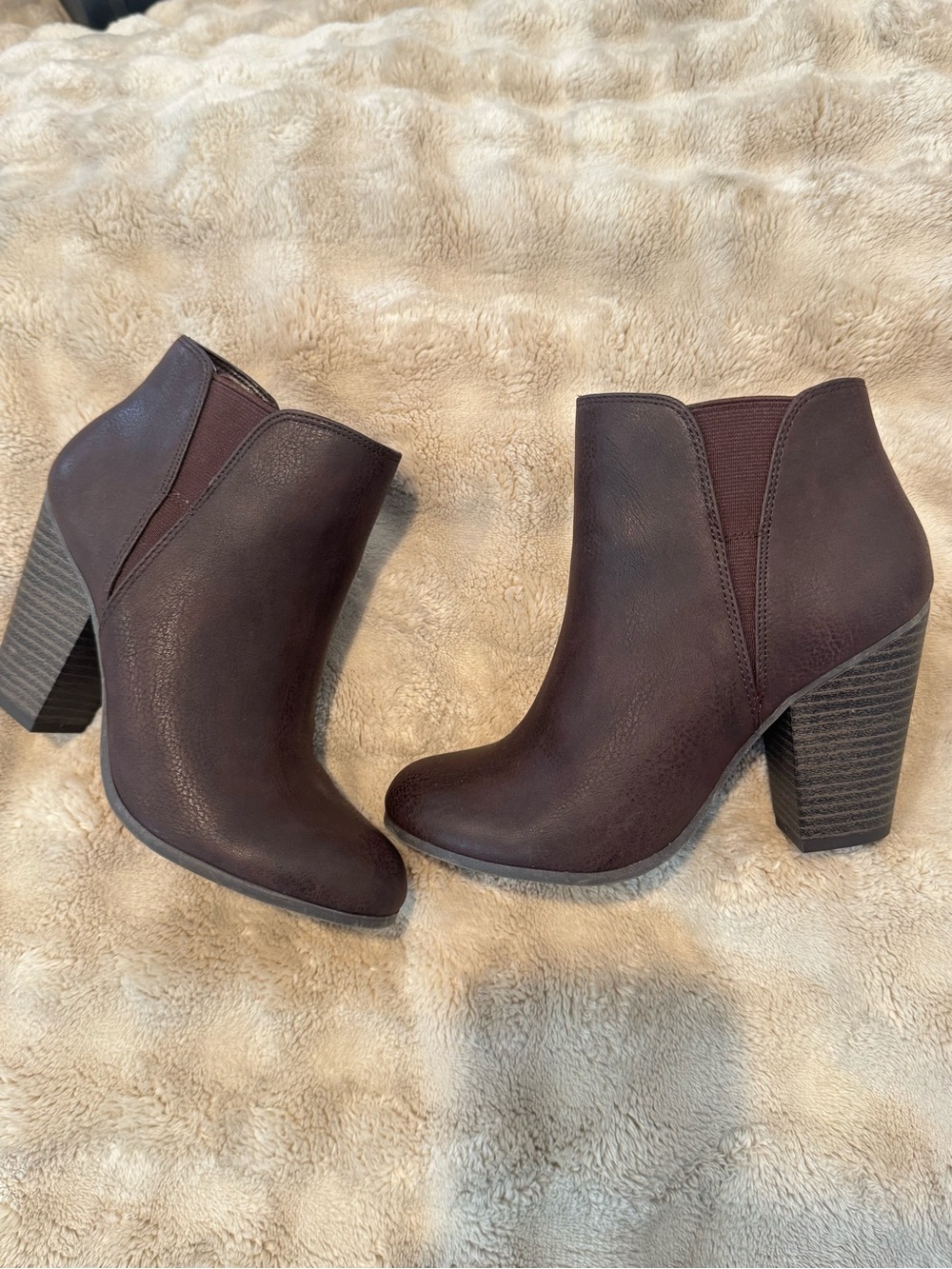 Fergalicious Dark Brown Stacked Heel Ankle Booties